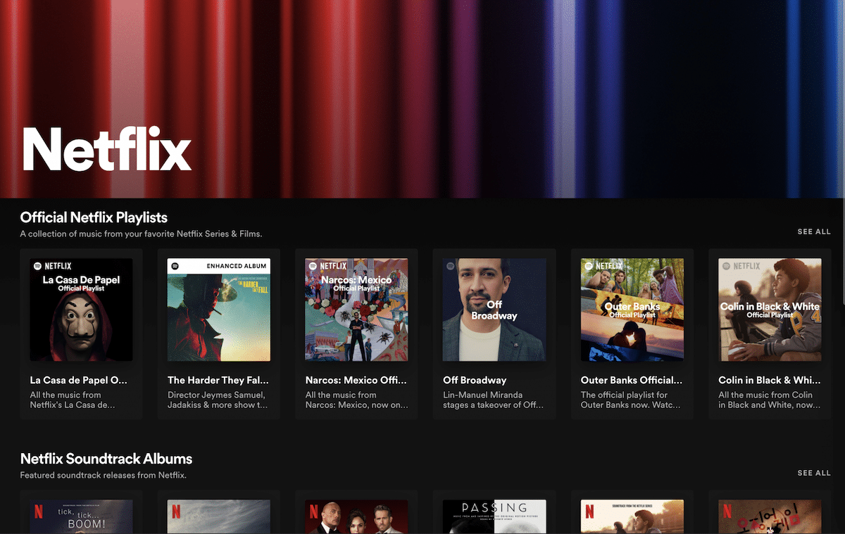 Netflix hub on Spotify