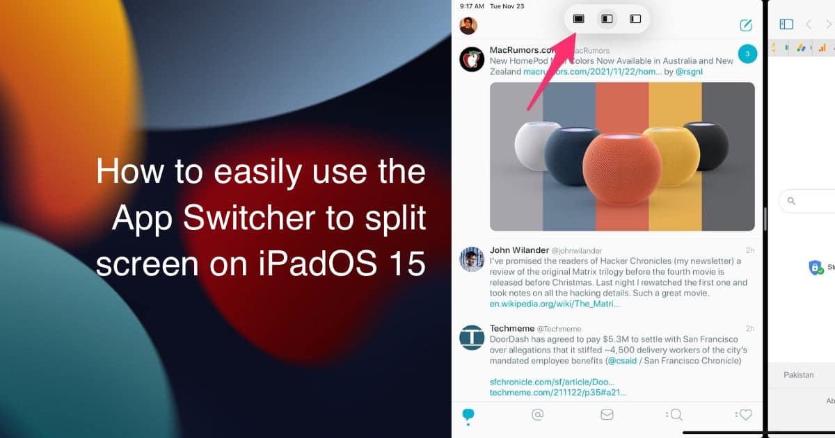 use App Switcher for split view on iPadOS 15