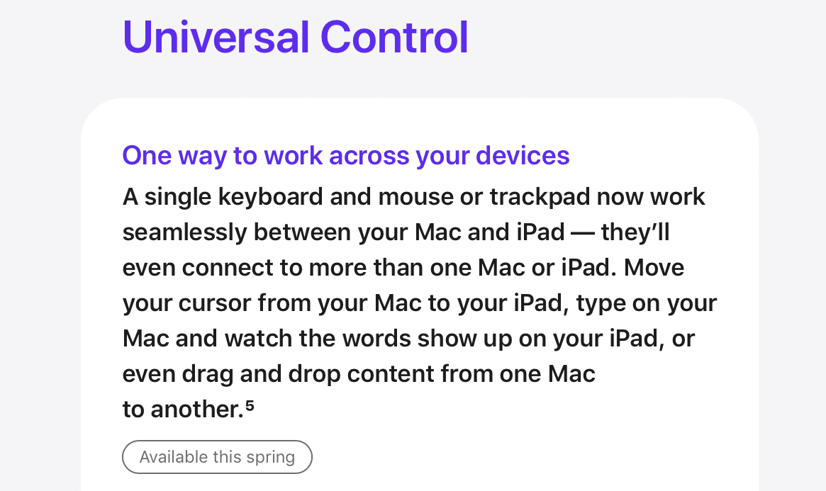 Universal Control macOS Monterey