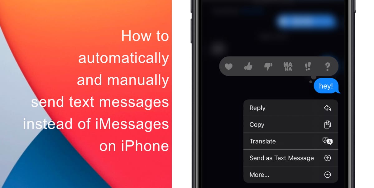 How to automatically and manually send text messages instead of iMessages on iPhone