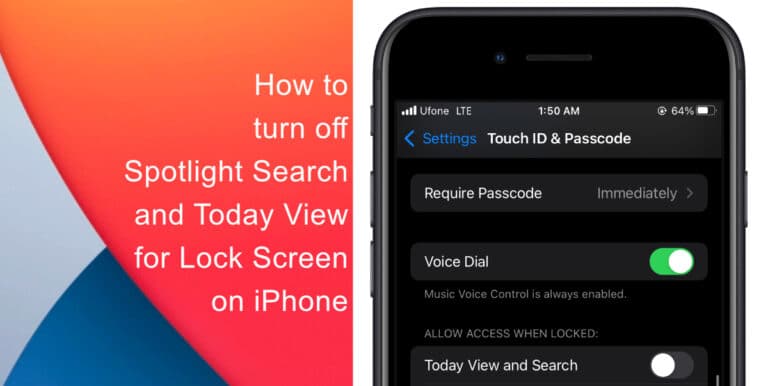 How to turn off Spotlight Search and Today View for Lock Screen on iPhone