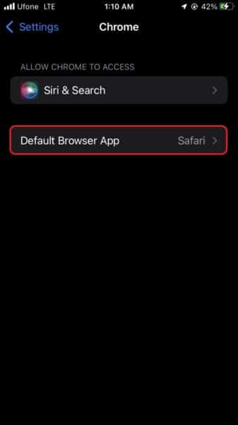 how to change the default browser on iPhone