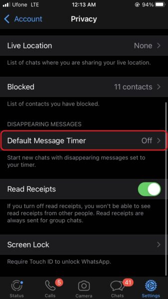 How to enable WhatsApp's disappearing messages on iPhone
