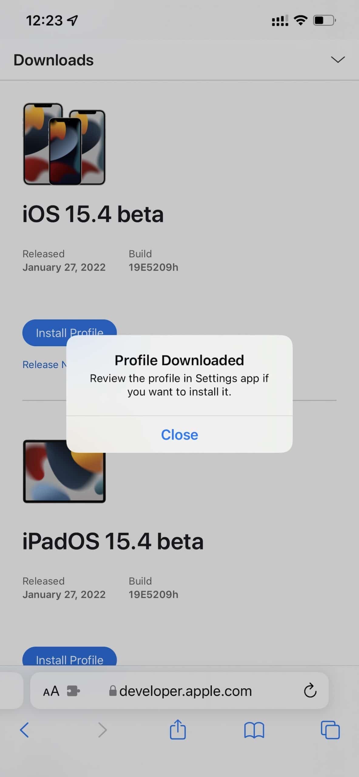 install iOS 15.4 beta 3