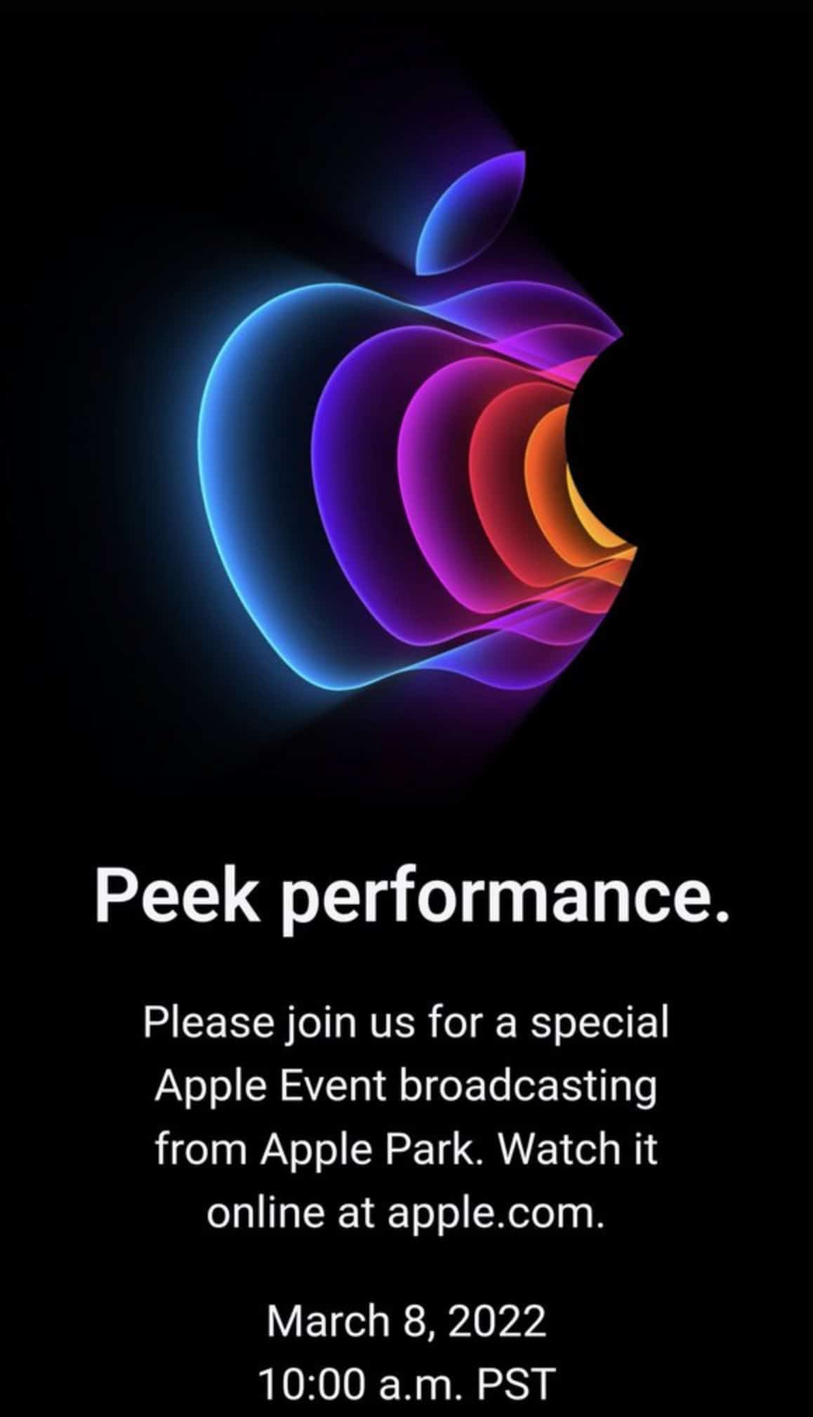 Peak performance Apple event March 8
