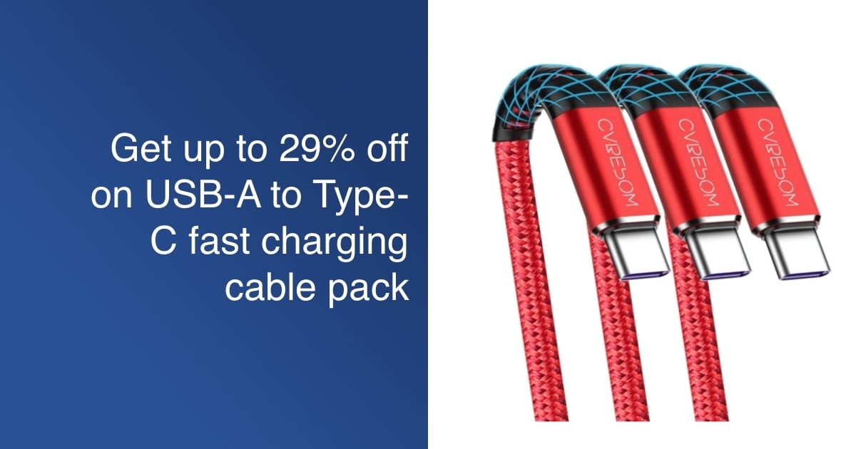 USB-A to Type-C fast charging cable pack