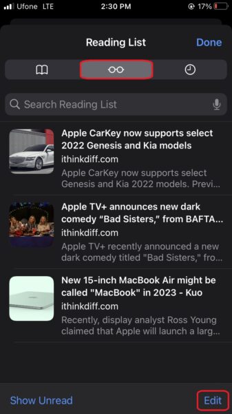 how to clear Safari Reading List on iPhone and iPad