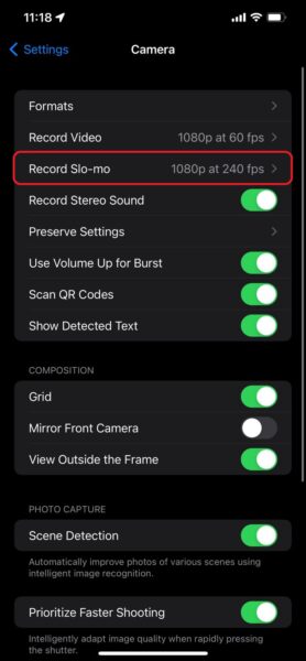 How to change the frame rate of your camera on iPhone