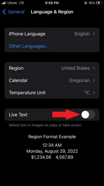 How to disable Live Text on iPhone