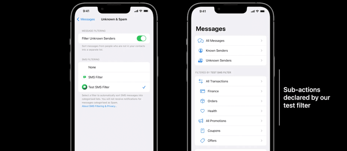 Apple - SMS Filter API