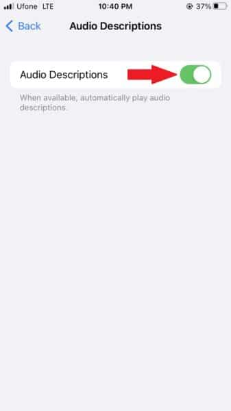How to enable audio descriptions on iPhone