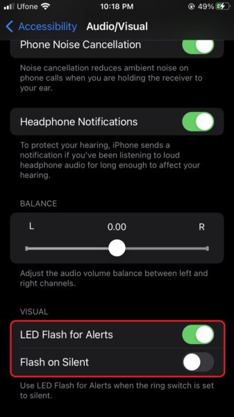 How to enable flash LED alerts for incoming calls and texts on iPhone