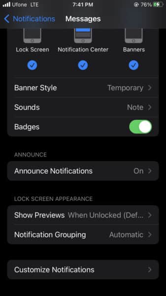 How to manage notifications for messages on iPhone 2