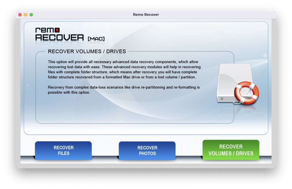 Remo Recover - Volumes and Drives