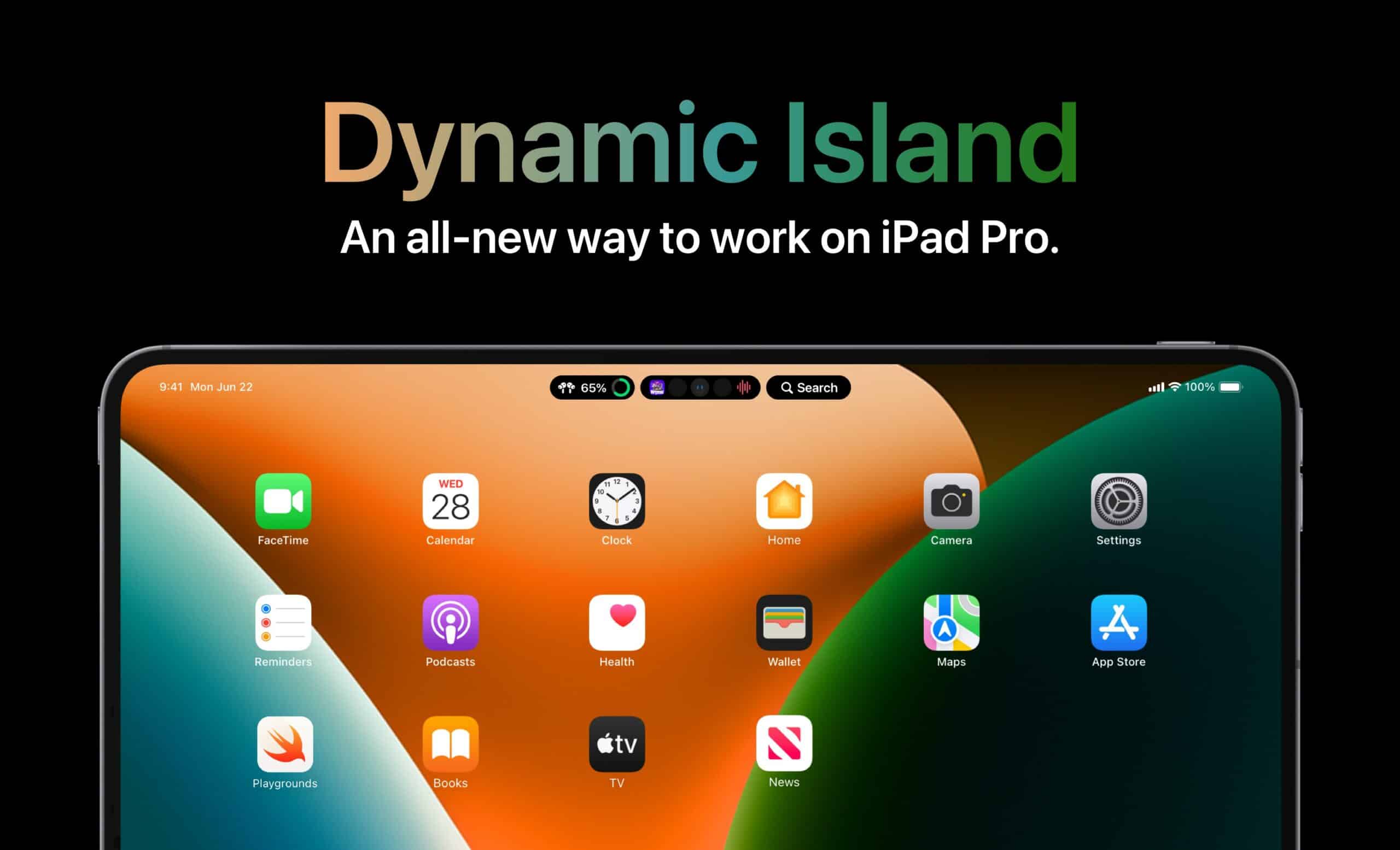 Concept iPhone 14 Pro Dynamic Island for iPad Pro