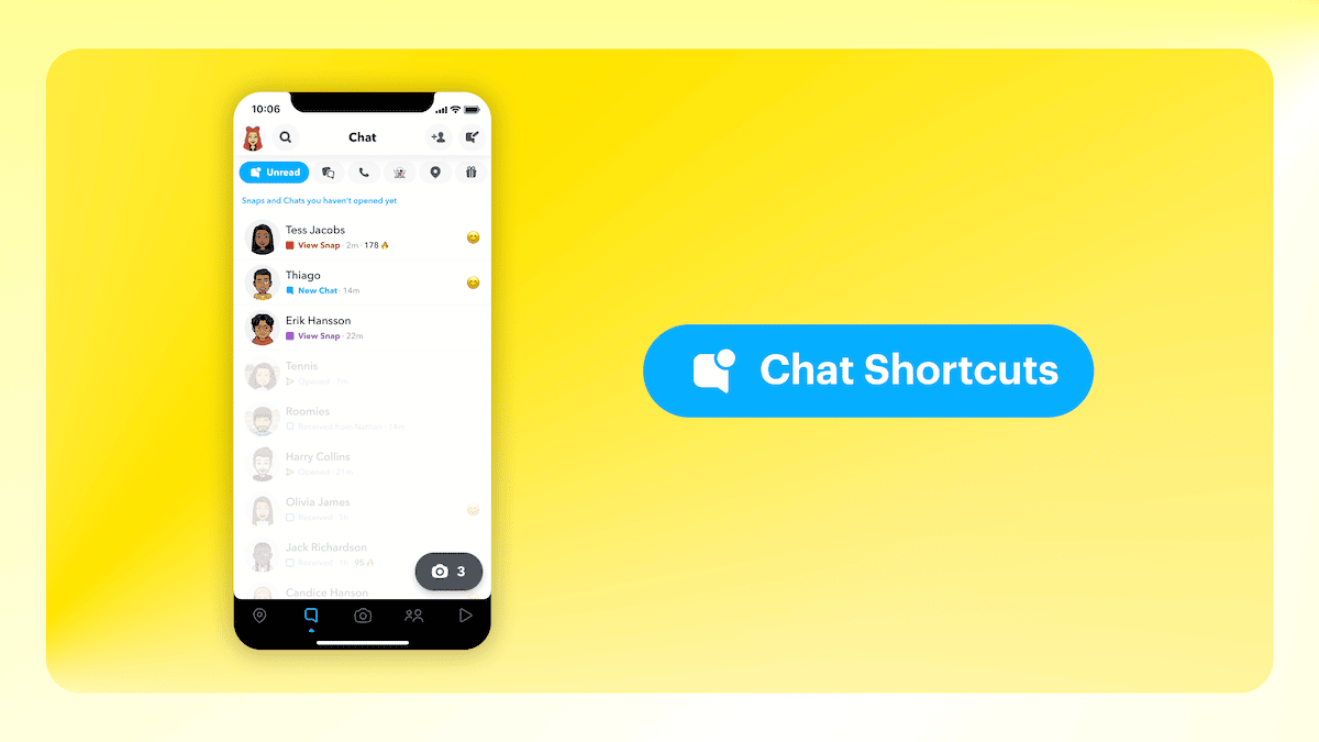 Snapchat shortcuts