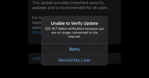 iOS 16 unable to verify update
