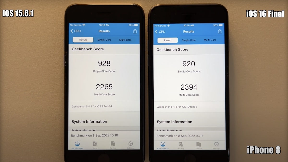 iOS 16 vs iOS 15 performance test