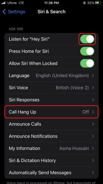 how to use Siri to end FaceTime and phone calls on iPhone
