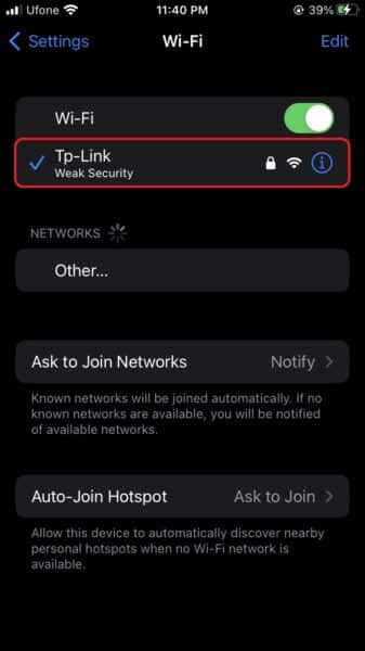 how to view a Wi-Fi password from Settings on iPhone