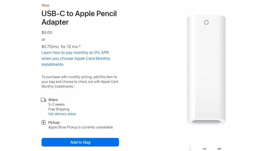 USB-C to Apple Pencil adapter