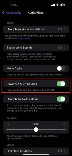 iPhone 14 turn on & off sounds