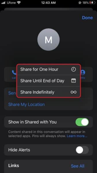 how to share your location in Messages on iPhone