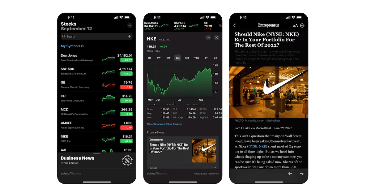 Stocks app - iOS 16.2