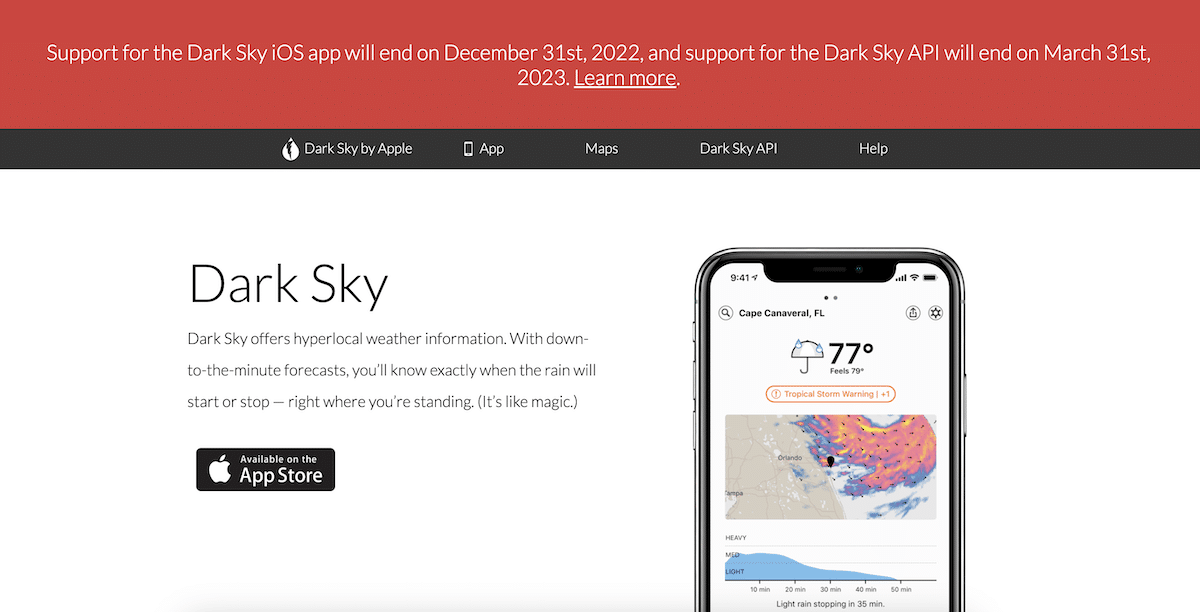 Dark Sky app - Weather app