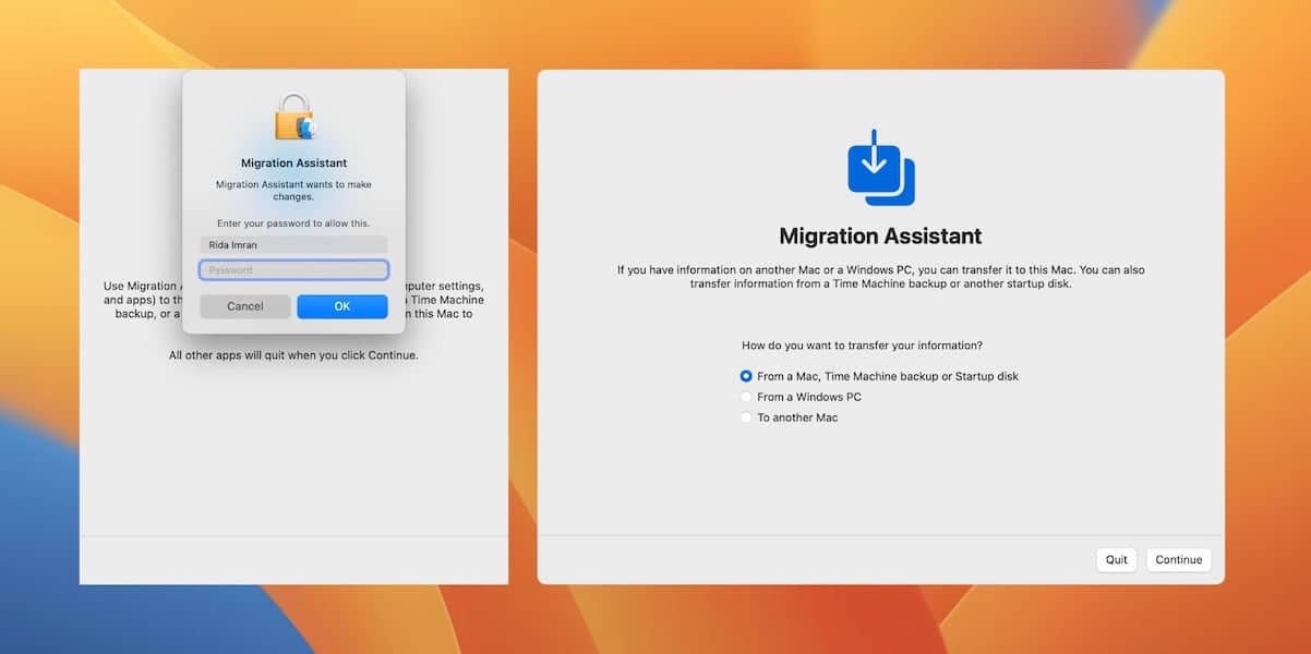 Migration Assistant - migrate data