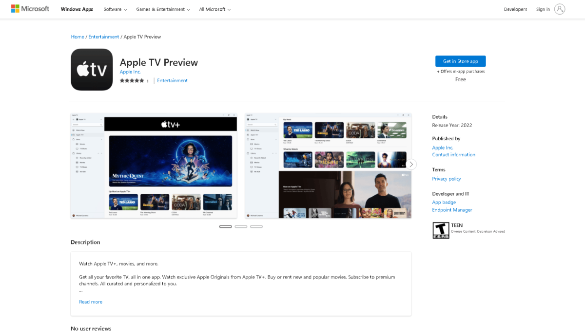 Apple TV on Microsoft Store