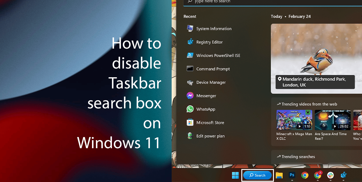 Disable Taskbar search box featured