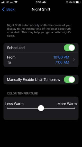 How to turn on the blue light filter on iPhone for better sleep