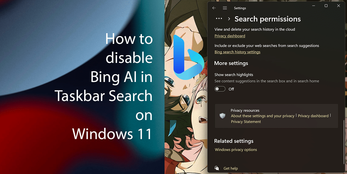 Disable Bing AI featured