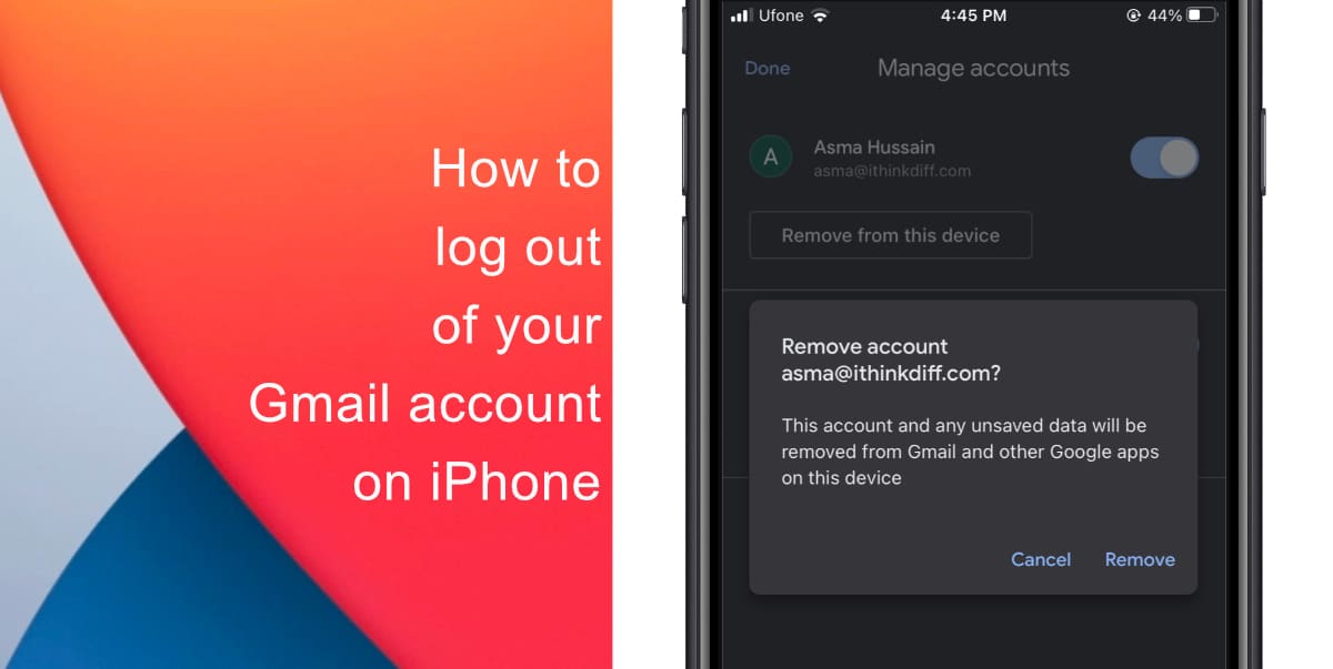 How to log out of your Gmail account on iPhone