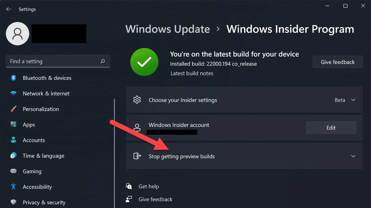 How to roll back to Windows 11 Stable build 1