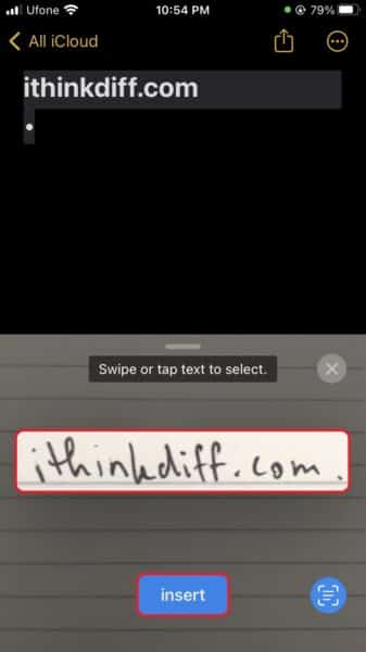 How to scan written text into a note on iPhone
