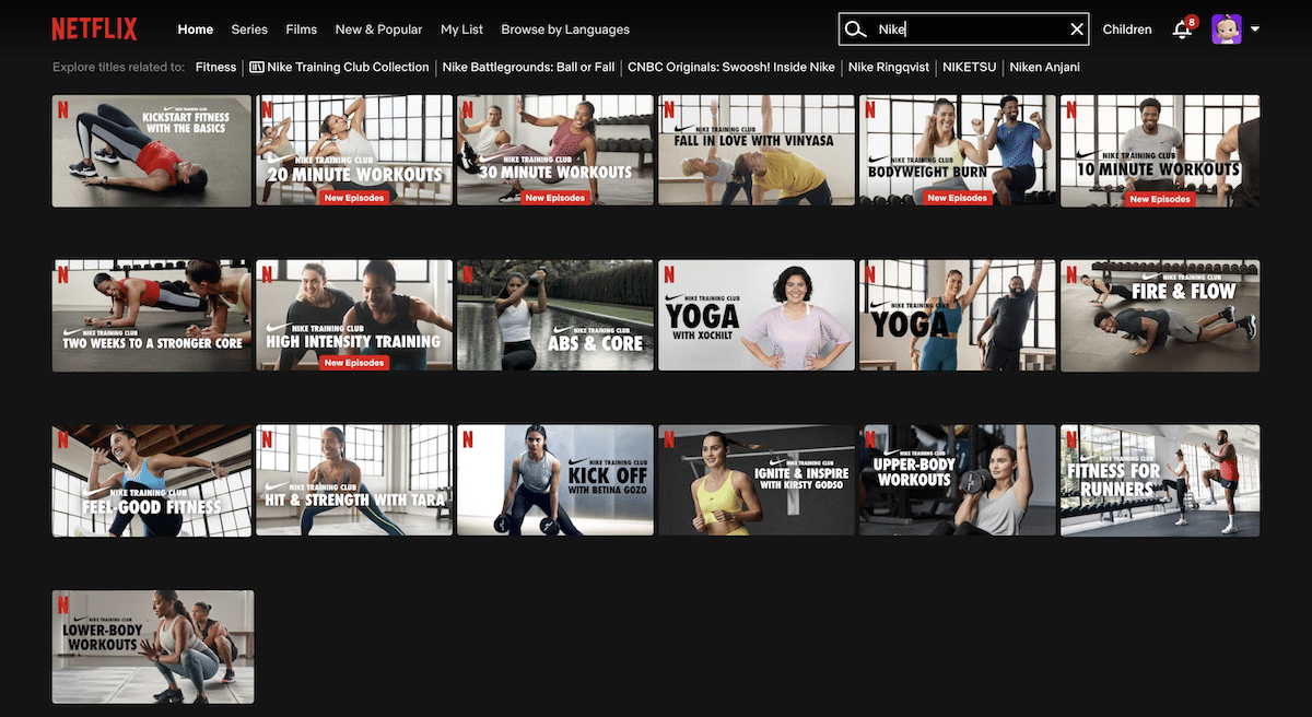 Netflix workout videos