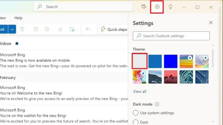 How to change new Outlook app theme on Windows 11