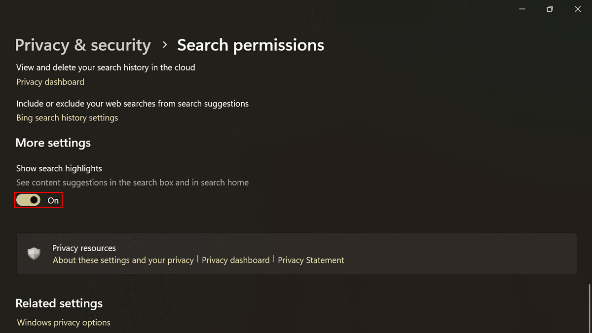 How to disable Search highlights on Windows 11_4