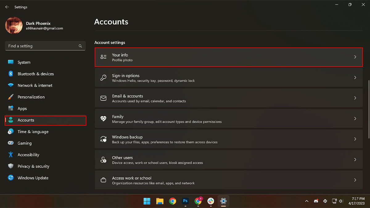How to switch from Microsoft account to local account on Windows 11_1