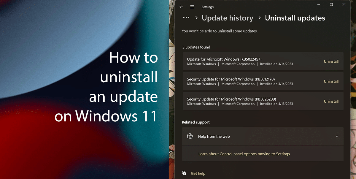 How to uninstall an update on Windows 11 featured