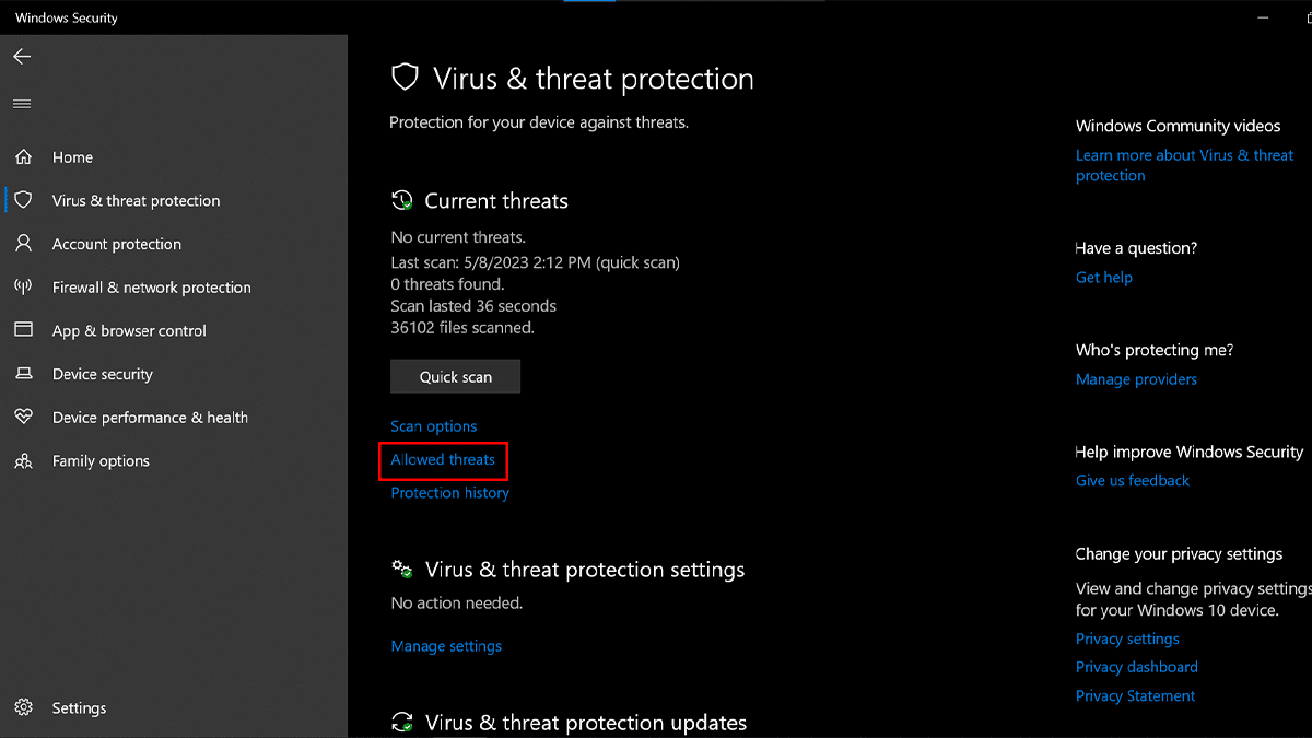 How to allow blocked file or app on Microsoft Defender Antivirus in Windows 11 5