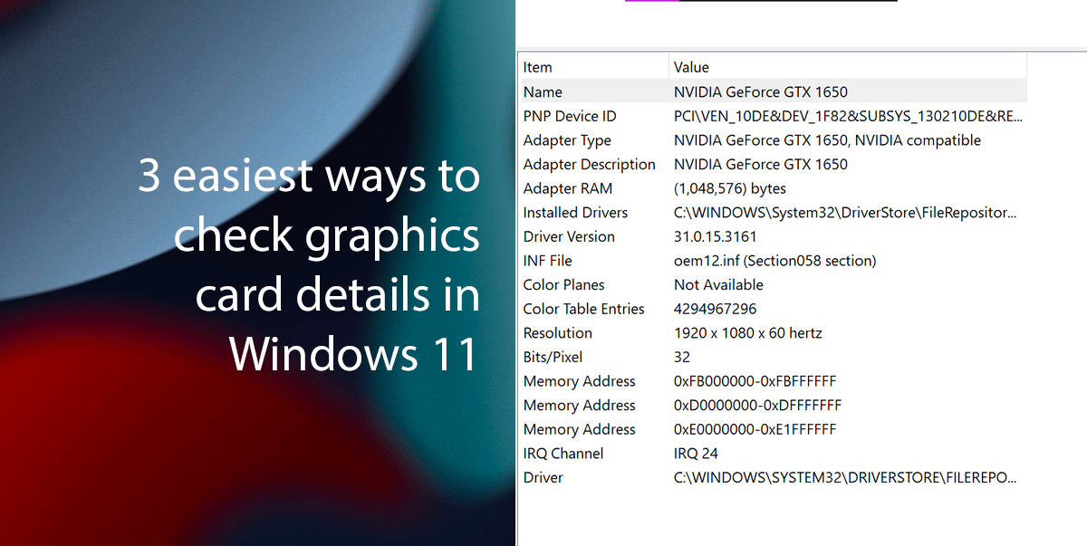 How to check graphics card details in Windows 11 featured