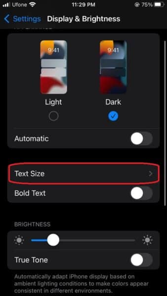 How to change text size on iPhone