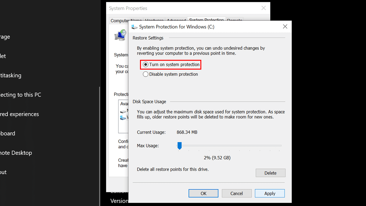 How to enable System Protection in Windows 11 3
