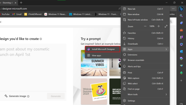 How to install Microsoft Designer as an app on Windows 11