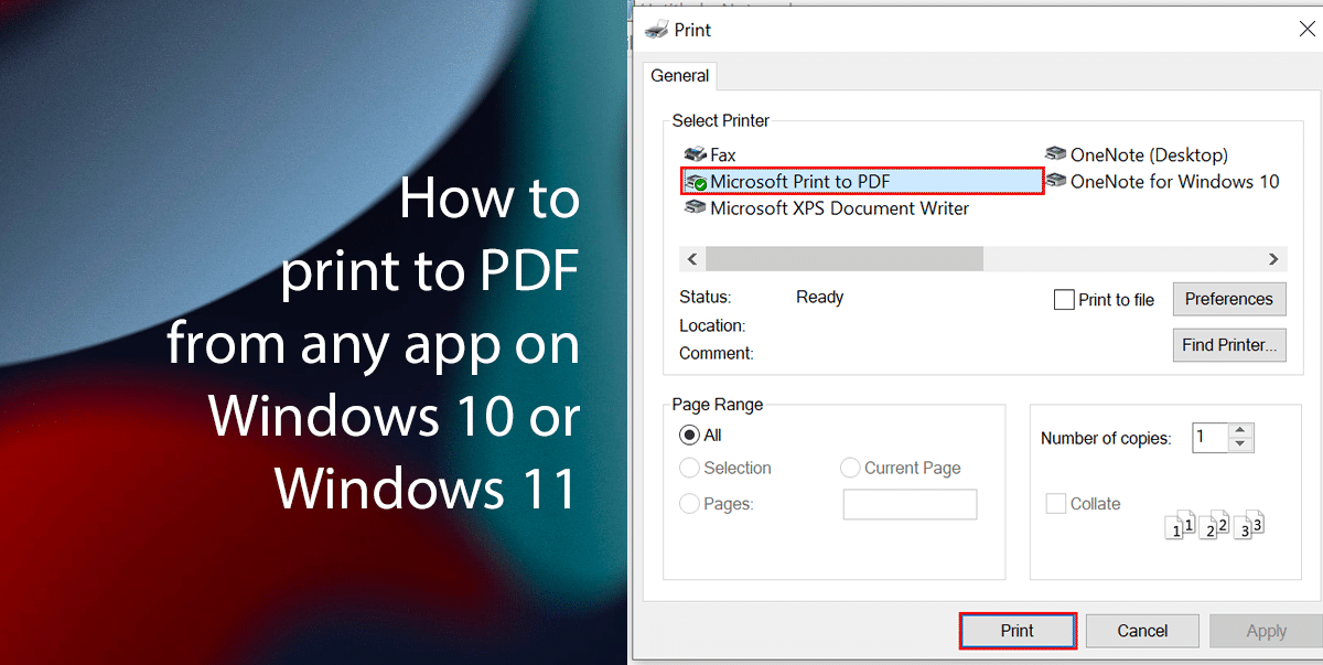 How to print to PDF from any app on Windows 10 or Windows 11 featured