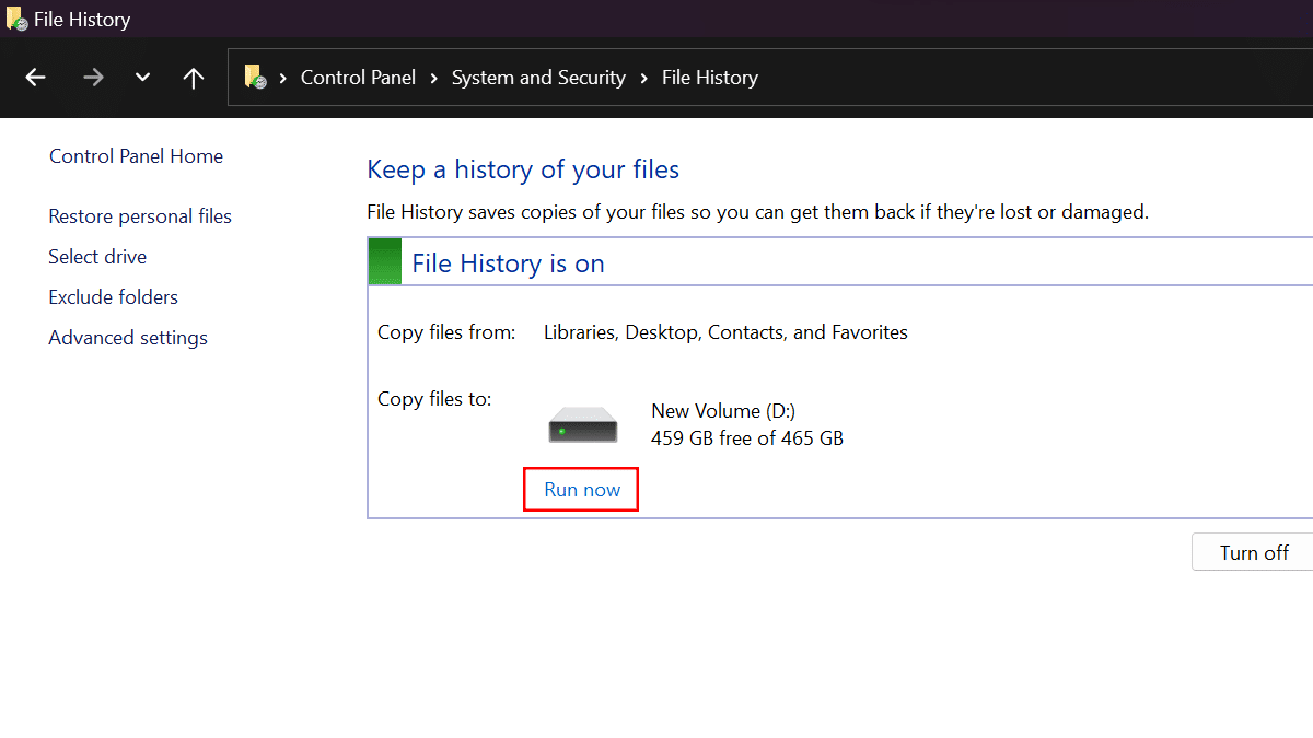 How to set up File History backup in Windows 11 9