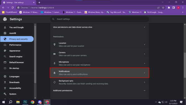 How to turn off notifications in Google Chrome in Windows 11